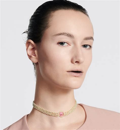 Collier choker J'Adior Métal vieilli finition dorée, perles en résine .